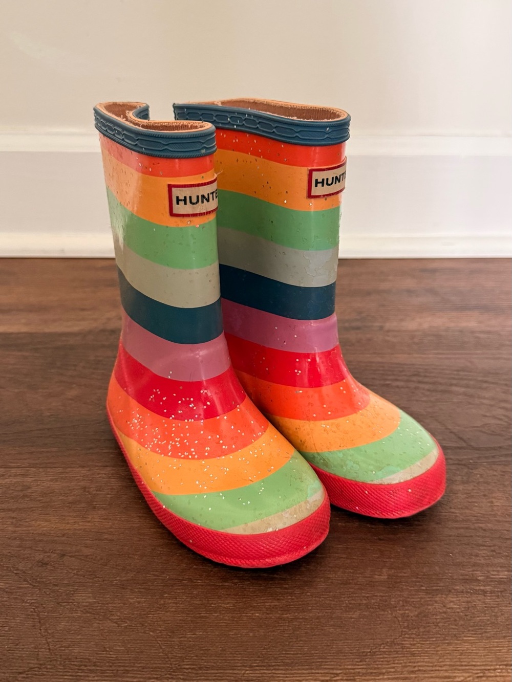 Hunter Kids' Rainbow Glitter Rain Boots